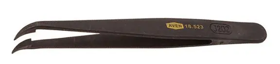 Aven Tools 18523 7 Plastic Tweezer with 35° Curved, Fine Tips, 4.5" OAL