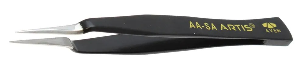 Aven Tools 18013ARS Artis AA-SA ESD-Safe Stainless Steel Tweezer with Fine Tips, 5" OAL
