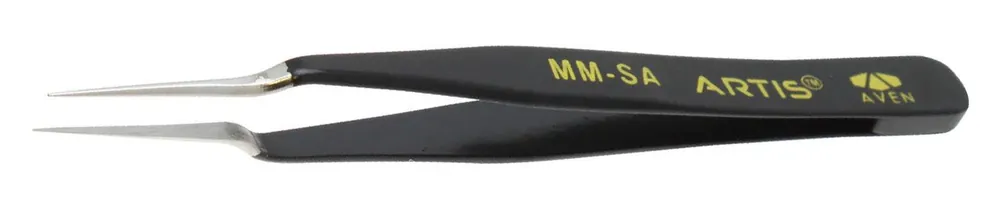 Aven Tools 18023ARS Artis MM-SA ESD-Safe Stainless Steel Tweezer with Fine Tips, 4.75" OAL
