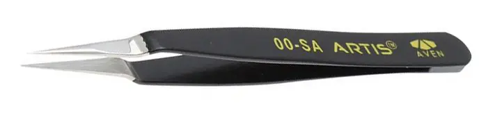 Aven Tools 18032ARS Artis 00-SA ESD-Safe Stainless Steel Tweezer with Heavy-Duty Fine Tips, 4.75" OAL