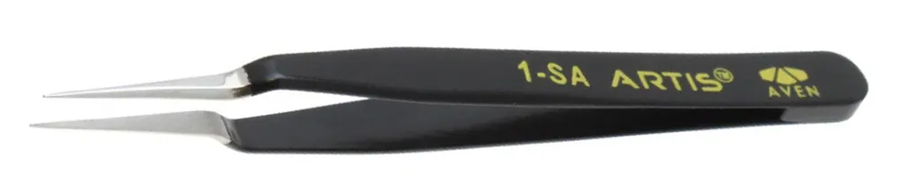 Aven Tools 18043ARS Artis 1-SA ESD-Safe Stainless Steel Tweezer with Fine Tips, 4.5" OAL