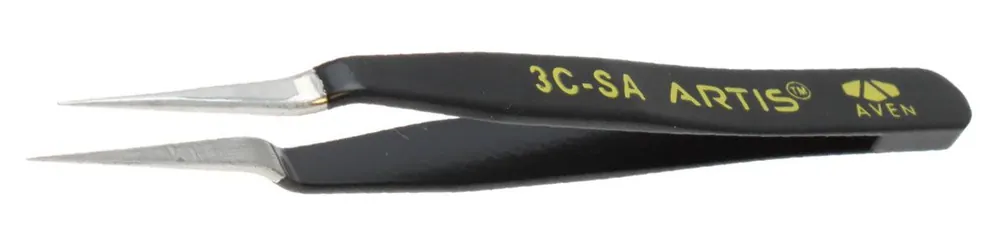 Aven Tools 18056ARS Artis 3C-SA ESD-Safe Stainless Steel Tweezer with Fine Tips, 4.25" OAL