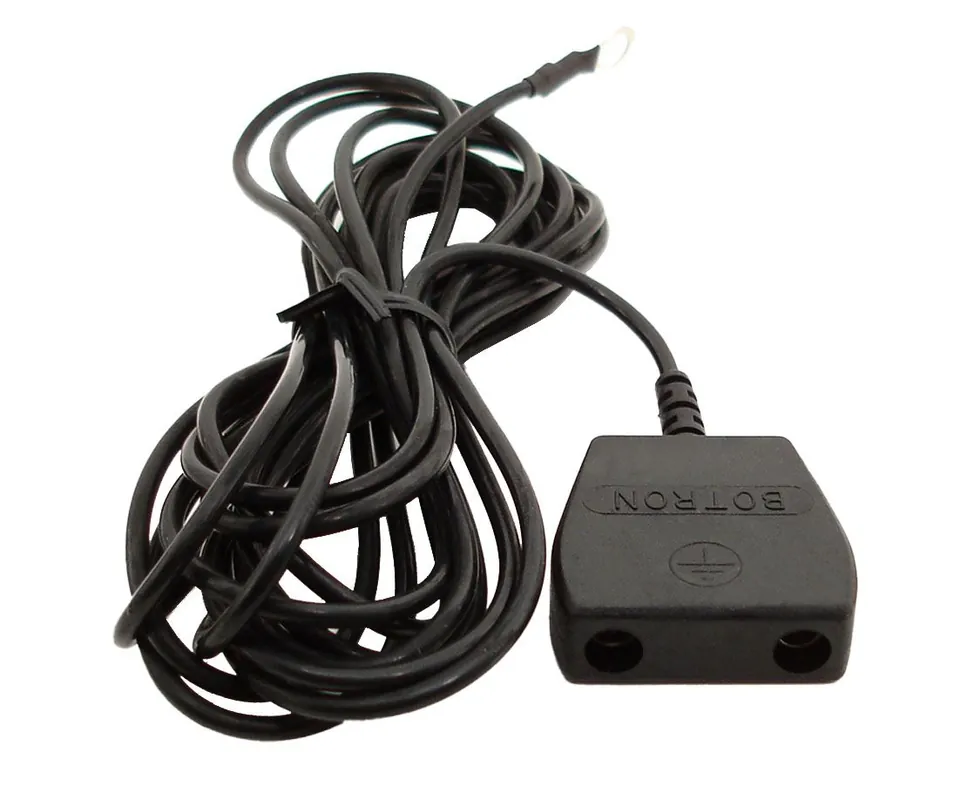 Botron B9703 Low Profile Common Point Ground Cord with 10mm Male Stud, 15‘