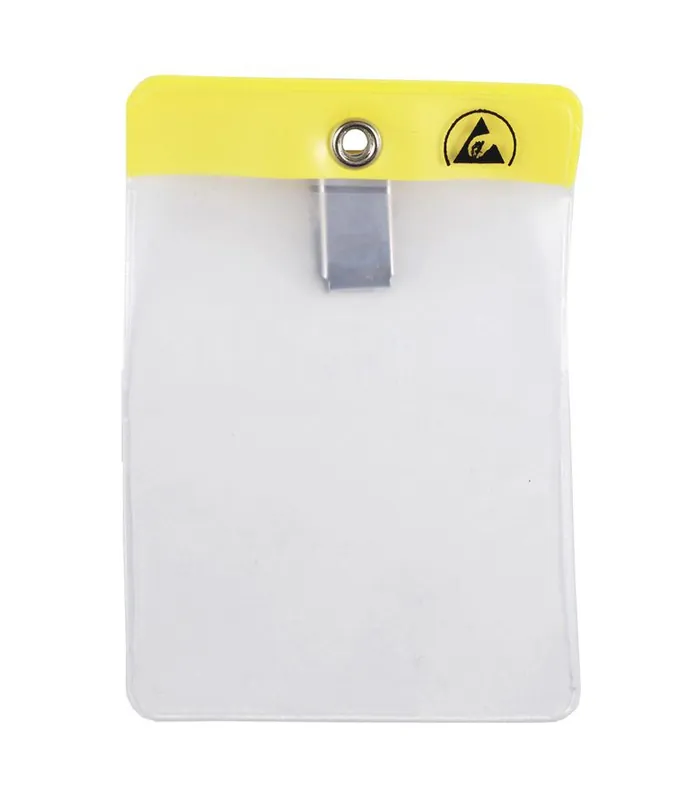 Menda 35009 ESD-Safe Vertical Badge Holder with Clip, Yellow, 2.125" x 3.375"