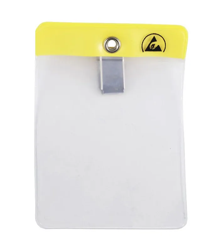 Menda 35010 ESD-Safe Vertical Badge Holder with Clip, Yellow, 2.375" x 3"