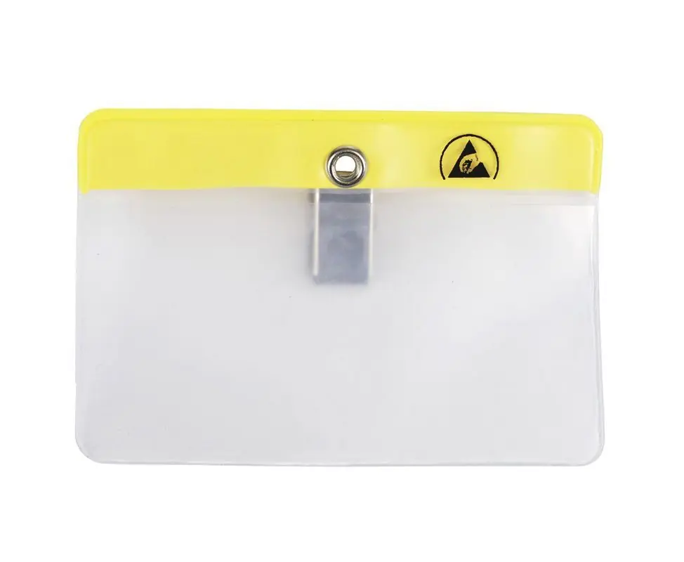 Menda 35011 ESD-Safe Horizontal Badge Holder with Clip, Yellow, 3.625" x 1.875"