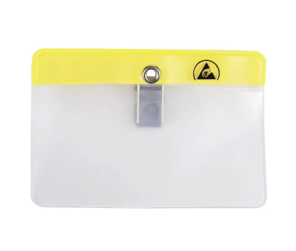 Menda 35012 ESD-Safe Horizontal Badge Holder with Clip, Yellow, 3.875" x 2.125"