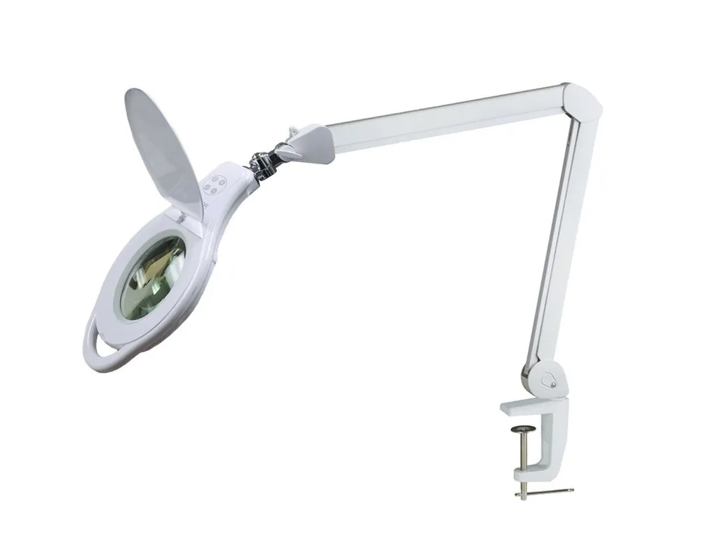 Scienscope ML2-5D-30 Adjustable LED Magnifier Lamp with 5" Round, 5 Diopter Lens & C-Clamp, White