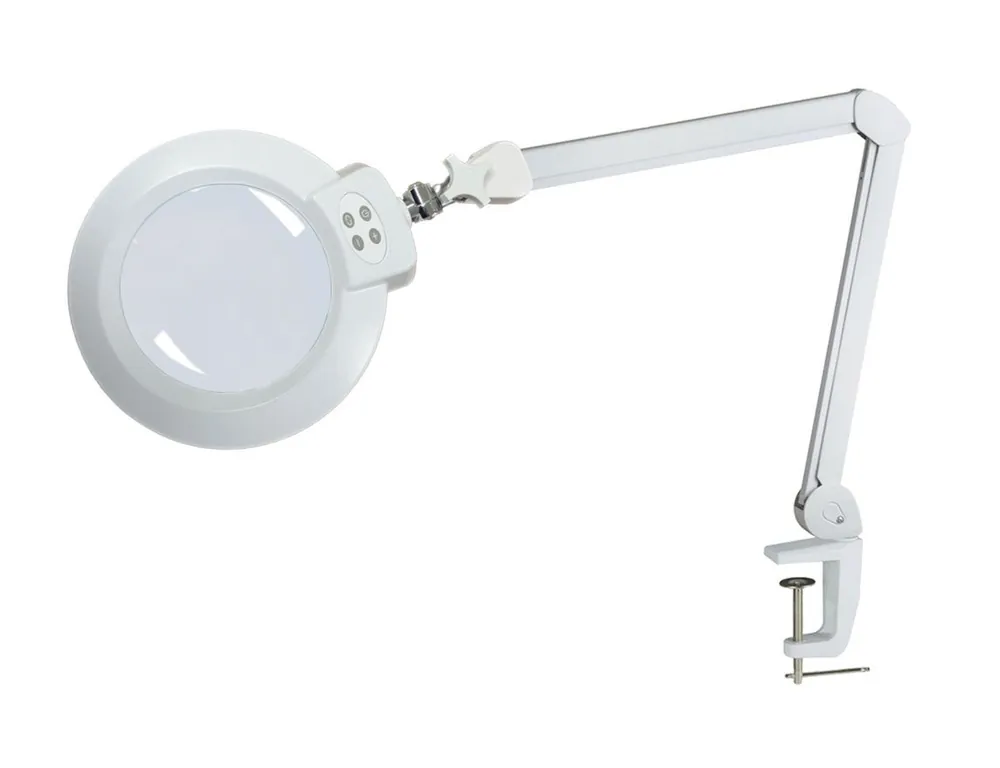 Scienscope ML7-5D-30 Adjustable LED Magnifier Lamp with 7" Round, 5 Diopter Lens & C-Clamp, White