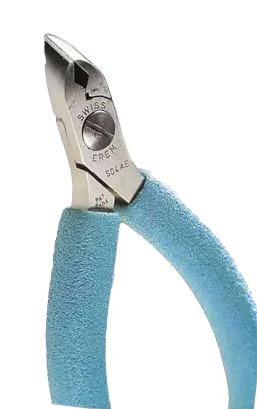 Erem 504AE Swiss-Made ESD-Safe Medium 30° Angled Wide Robust Head Flush Tip Cutter, 4.25" OAL