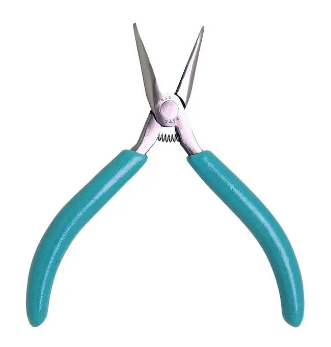Xcelite CN255GN ESD-Safe Chain Nose Pliers with Smooth Jaw, 60° Curved Tips & Ergonomic Handles, 5" OAL