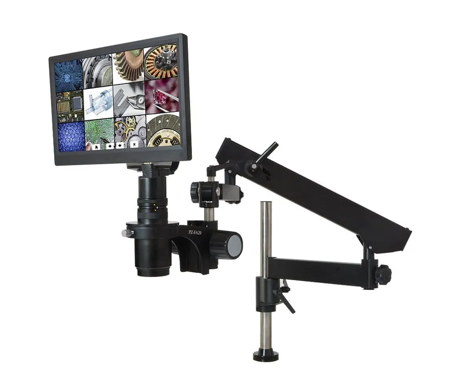 OC White TKSS-AF-FA-A Super-Scope® AF+ Intelligent Autofocus Video Inspection System with Articulating Arm, 12" Monitor & Fiber-Optic Annular Ring Light