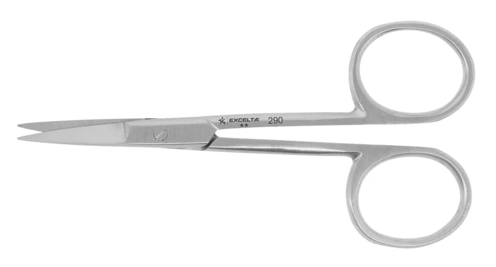 Excelta 290 ★★ Stainless Steel Scissors with Medium Straight, Very Fine Blades & Extra-Long Handles, 3.75" OAL