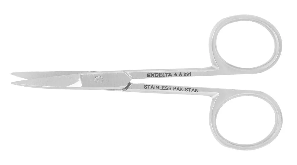 Excelta 291 ★★ Stainless Steel Scissors with 20° Angled, Very Fine Blades & Extra-Long Handles, 3.75" OAL