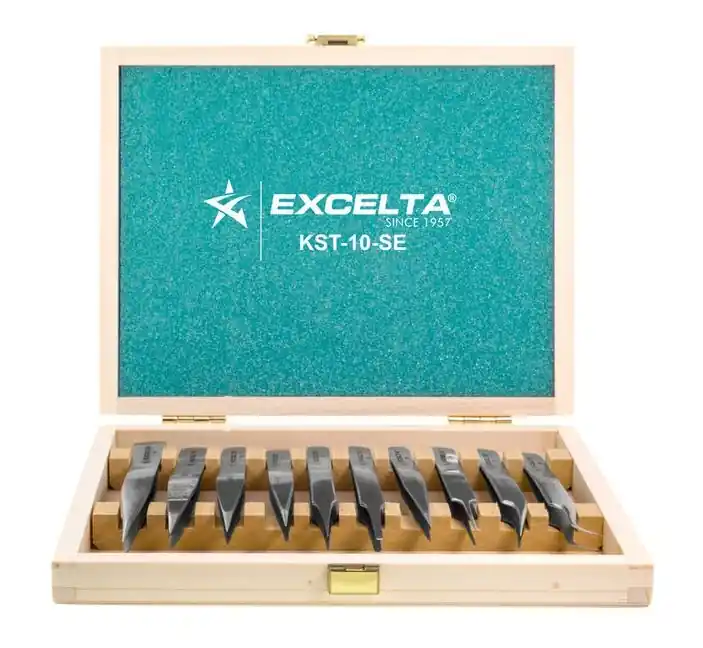 Excelta KST-10-SE 10-Piece ★ Anti-Magnetic Neverust® Stainless Steel Tweezers Kit, includes Wooden Case