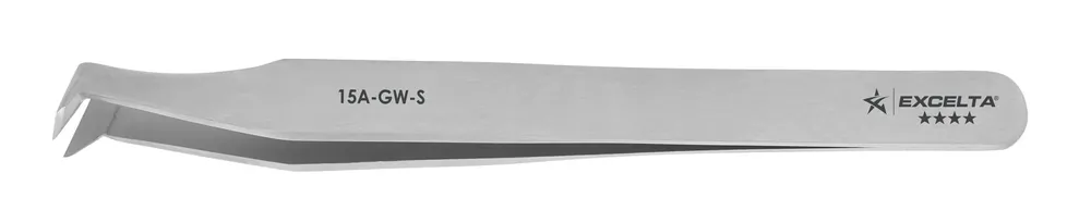 Excelta 15A-GW-S ★★★ Swiss-Made Medical-Grade Stainless Steel Cutting Tweezer with 70° Angulated Tips for 35 AWG Soft Wire, 4.5" OAL