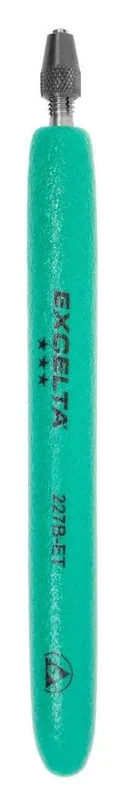 Excelta 227B-ET ★★ ESD-Safe Brass Pin Vice with 0.0"-0.025" Chuck Opening & Cushion Grip, 4.5" OAL