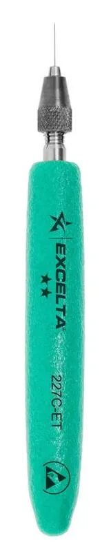 Excelta 227C-ET ★★ ESD-Safe Brass Pin Vice with 0.0"-0.015" Chuck Opening & Cushion Grip, 4.5" OAL