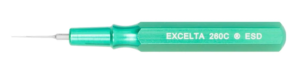 Excelta 260C-ESD ★★★ Mini-Spatula with Green Metal Handle & 0.02" Tip, 2.5" OAL