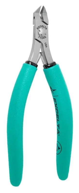 Excelta 7104E ★★★★★ Lazer Line® ESD-Safe 50° Angulated Head Optimum Flush Carbon Steel Cutter with Long Cushion Grip Handles, 6" OAL