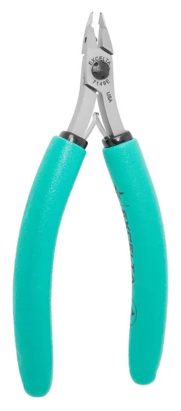 Excelta 7149E ★★★★★ Lazer Line® ESD-Safe Long Nose Fine Small Relieved Head Lazer-Flush Carbon Steel Cutter with Long Cushion Grip Handles, 5.75" OAL