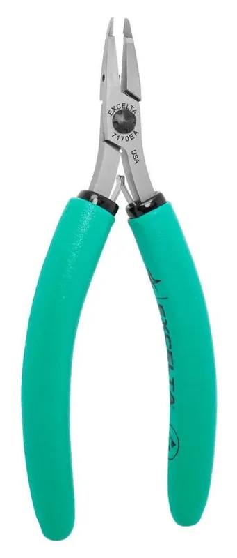 Excelta 7170EA ★★★★★ Lazer Line® ESD-Safe Long Nose Fine Medium Relieved Head Lazer-Flush Carbon Steel Cutter with Long Cushion Grip Handles, 6.25" OAL