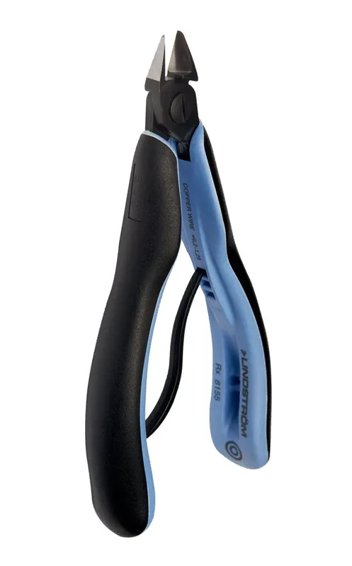 Lindstrom RX8155 ESD-Safe Medium Tapered Head Diagonal Ultra-Flush® Alloy Steel Cutter with ERGO™ Cushioned Grip Handles, 5.3" OAL