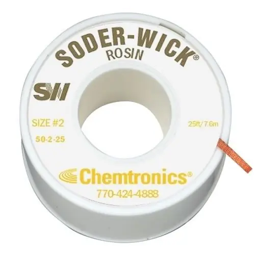 Chemtronics 50-2-25 2 Soder-Wick® Rosin Flux Desoldering Wick, Yellow, 0.060" dia. x 25‘ Spool