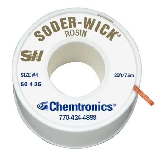 Chemtronics 50-4-25 4 Soder-Wick® Rosin Flux Desoldering Wick, Blue, 0.110" dia. x 25‘ Spool