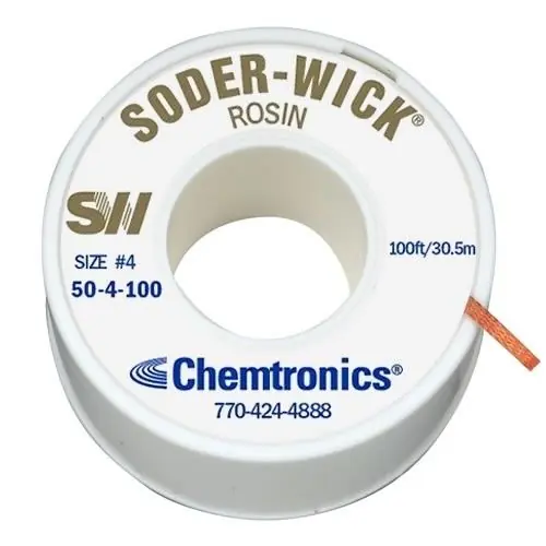 Chemtronics 50-4-100 4 Soder-Wick® Rosin Flux Desoldering Wick, Blue, 0.110" dia. x 100‘ Spool