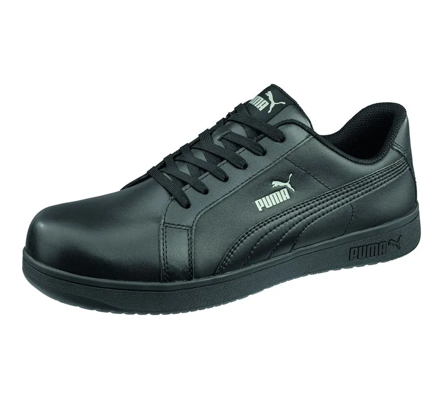 PUMA Safety Iconic ESD-Safe Men‘s Low Leather Safety Shoe, Black