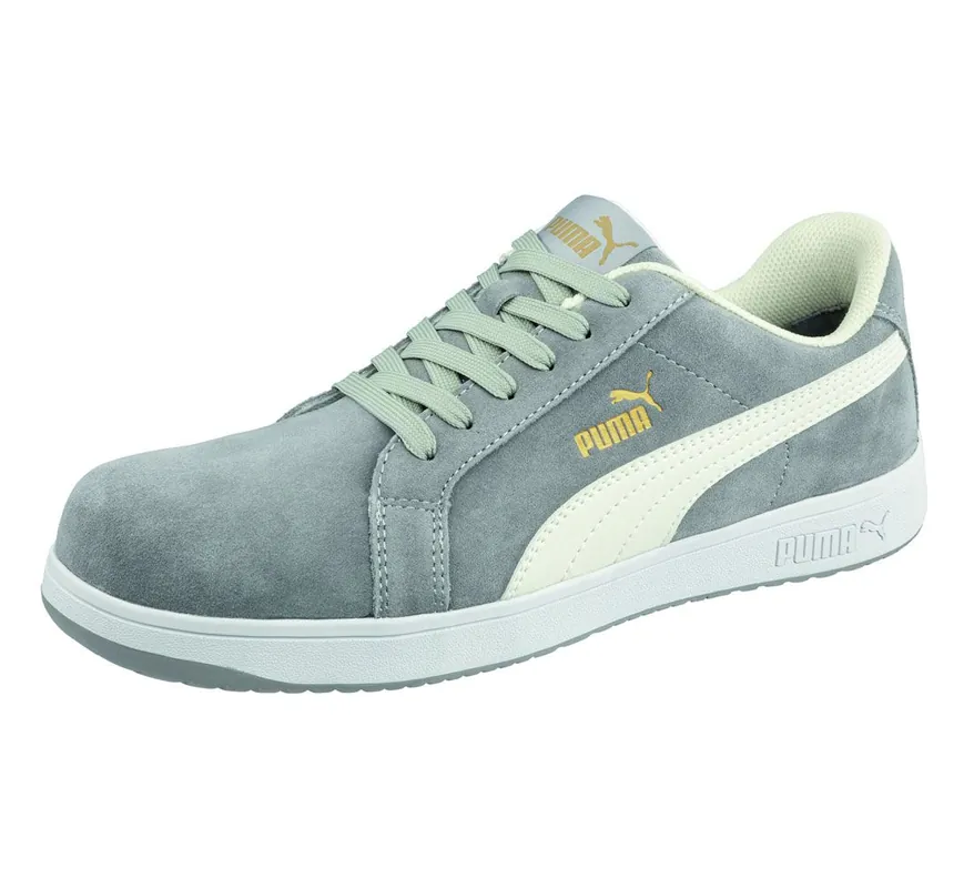 PUMA Safety Iconic ESD-Safe Women‘s Low Suede Safety Shoe, Gray/White
