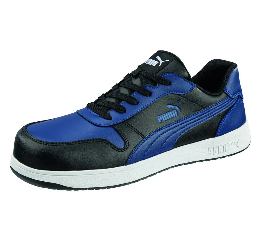 PUMA Safety Frontcourt ESD-Safe Men‘s Low Leather Safety Shoe, Black/Blue