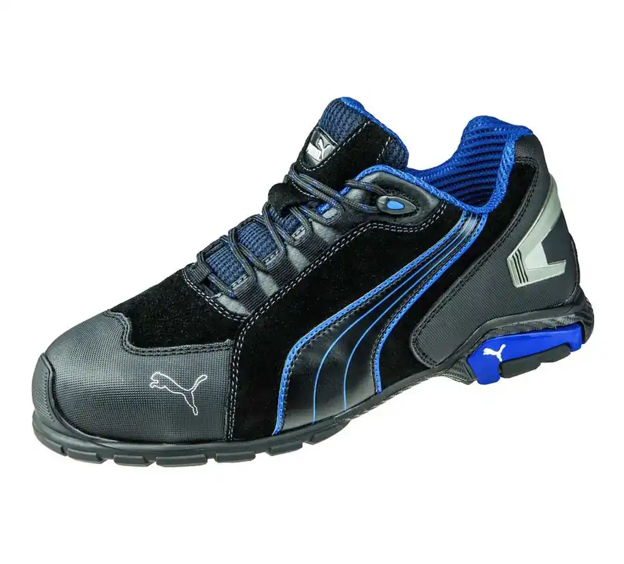 PUMA Safety Rio ESD-Safe Men‘s Low Leather Safety Shoe, Black/Blue