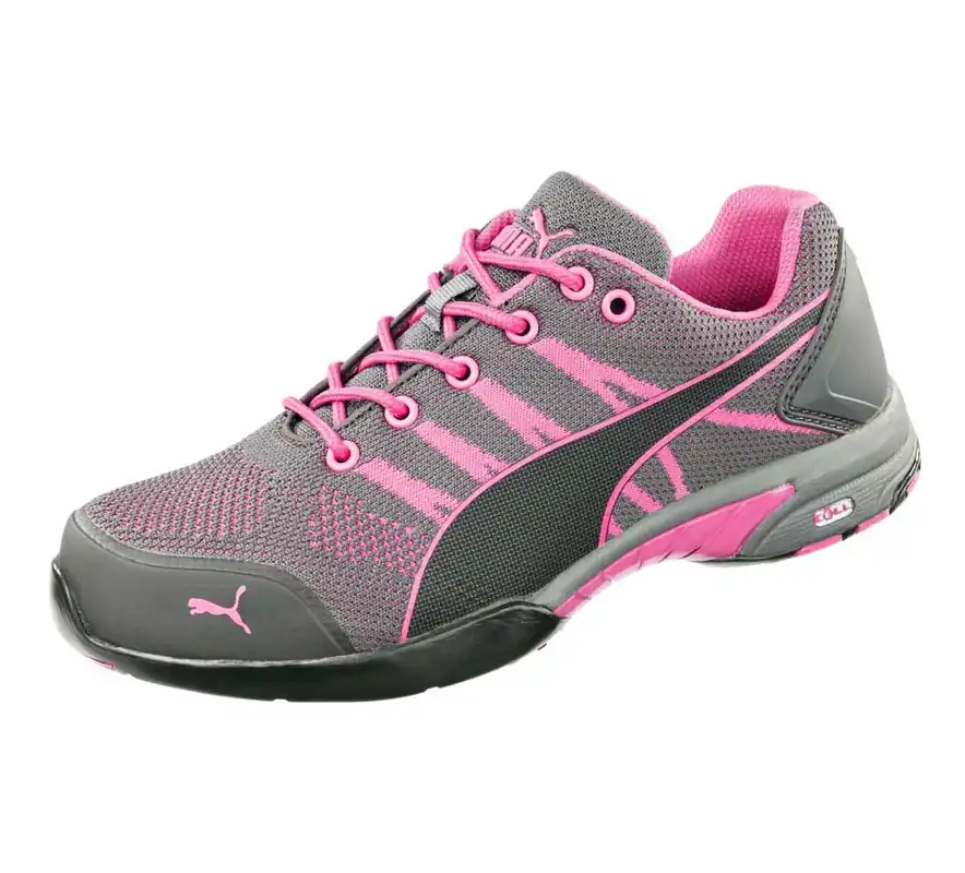 PUMA Safety Celebrity ESD-Safe Women‘s Low Knit Safety Shoe, Gray/Pink
