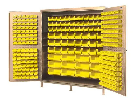 Quantum All-Welded Beige Storage Cabinet with 136 Bins, 24" x 72" x 84"