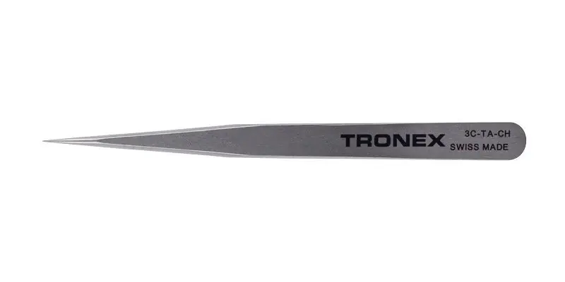 Tronex 3C-TA-CH High Precision Titanium Tweezer with Short Body & Straight, Fine, Sharp Tips, 4.3" OAL
