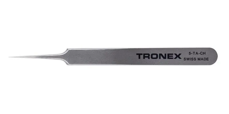 Tronex 5-TA-CH High Precision Titanium Tweezer with Straight, Fine, Sharp Tips, 4.3" OAL