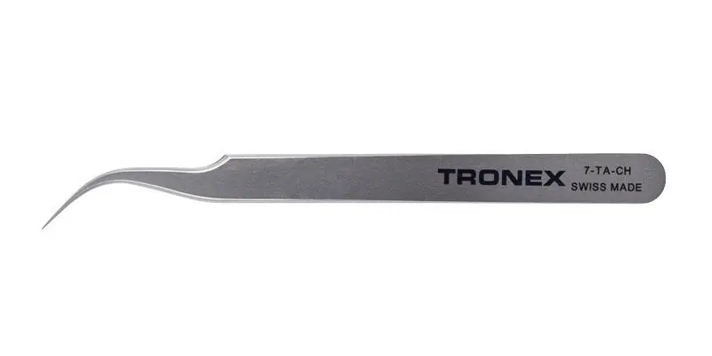 Tronex 7-TA-CH High Precision Titanium Tweezer with Curved, Fine, Sharp Tips, 4.7" OAL
