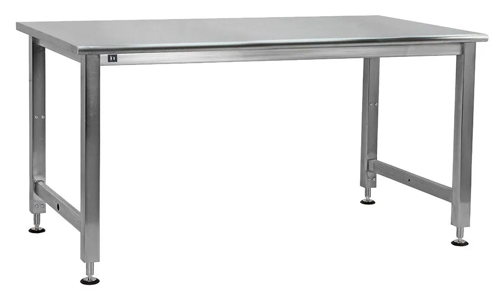 CleanPro™ Stainless Steel Height Adjustable Cleanroom Workbench with Stainless Steel Work Surface