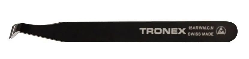 Menda 15ARW-E ESD-Safe Epoxy Coated Carbon Steel Cutting Tweezer with Angled, Round Tips