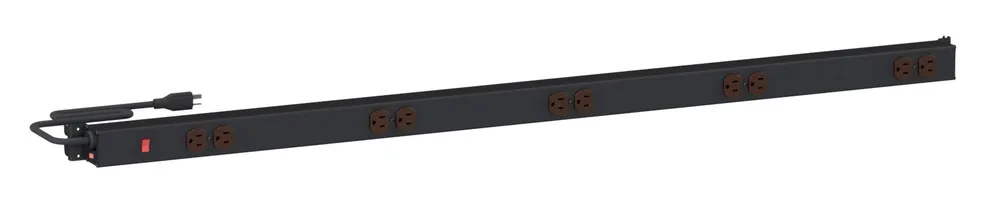 Treston M53 53" Upright-Mounted Adjustable 15-Amp Black Aluminum Power Rail with 10 Outlets