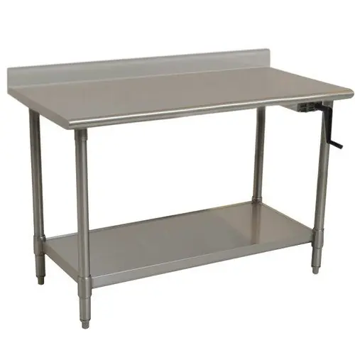 Eagle Spec-Master® Height Adjustable Stainless Steel Worktable with 4" Backsplash & Adjustable Undershelf