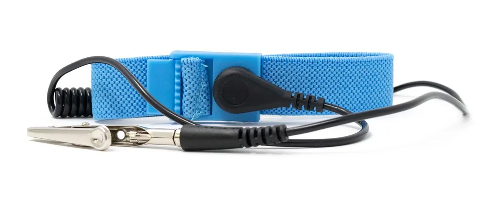 StatPro SP1003 Adjustable Blue Elastic Wrist Strap with 4mm Snap & 10‘ Coil Cord