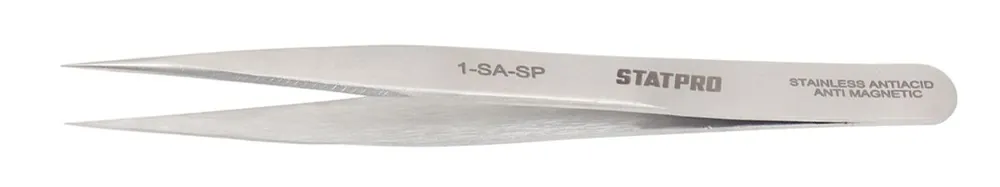 StatPro 1-SA-SP Economy Precision Anti-Magnetic Stainless Steel Tweezer with Straight, Very Fine Pointed Tips, 4.5" OAL