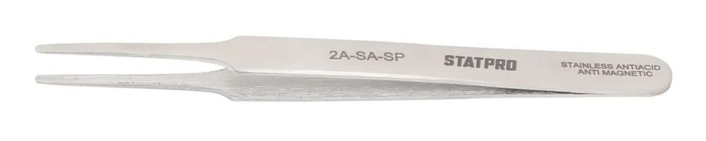StatPro 2A-SA-SP Economy Precision Anti-Magnetic Stainless Steel Tweezer with Straight, Tapered, Round, Flat Pointed Tips, 4.75" OAL