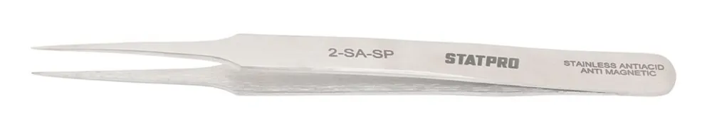 StatPro 2-SA-SP Economy Precision Anti-Magnetic Stainless Steel Tweezer with Straight, Tapered, Sharp Fine Pointed Tips, 4.75" OAL