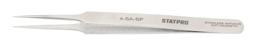 StatPro 4-SA-SP Economy Precision Anti-Magnetic Stainless Steel Tweezer with Straight, Tapered, Fine Pointed Tips, 4.25" OAL