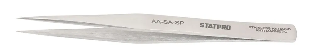 StatPro AA-SA-SP Economy Precision Anti-Magnetic Stainless Steel Tweezer with Straight, Medium Pointed Tips, 5" OAL