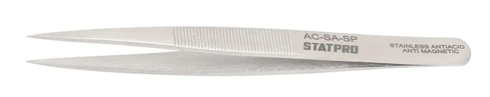 StatPro AC-SA-SP Economy Precision Anti-Magnetic Stainless Steel Tweezer with Straight, Blunt, Strong Pointed Tips, 4.25" OAL